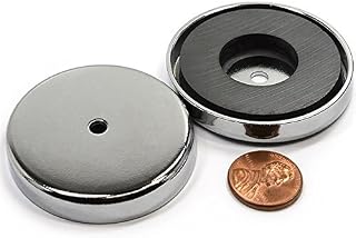 CMS magnetics Powerful Cup Magnets 100 LB Pull Power Mounting Magnets in Large 3.2" Diameter w/Countersunk Hole Pot Magnets RB80 3 Pieces