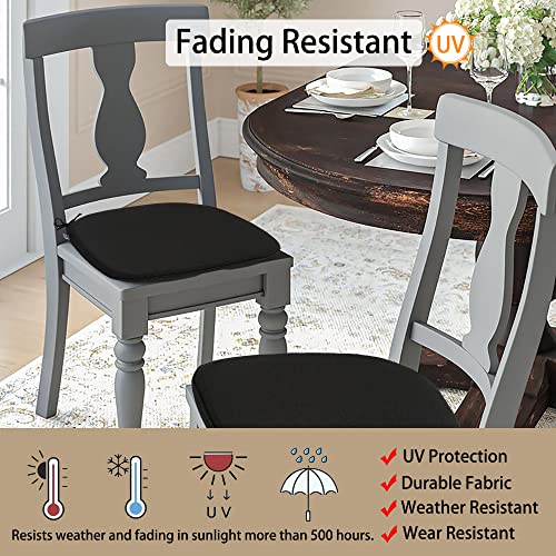 Magpie Fabrics Outdoor/Indoor 17"X16"X2" Chair Cushions With Ties Set Of 2, Waterproof All Weather U-Shape Seat Pads Decoration For Patio Garden Furniture Home Office (Black) #TOP1