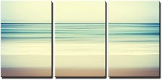 wall26 - 3 Piece Canvas Wall Art - an Abstract Ocean Seascape with Blurred Panning Motion - Modern Home Art Stretched and Framed Ready to Hang - 24"x36"x3 Panels