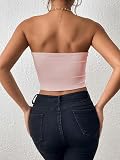Sukiglam Bandeau top damski basic, bez rękawów, bez ramion, tubka, na lato, krój slim fit, rozciągliwy, bez ramiączek, seksowny top z odsłoniętymi plecami, podwójna podszewka, Rosa, M