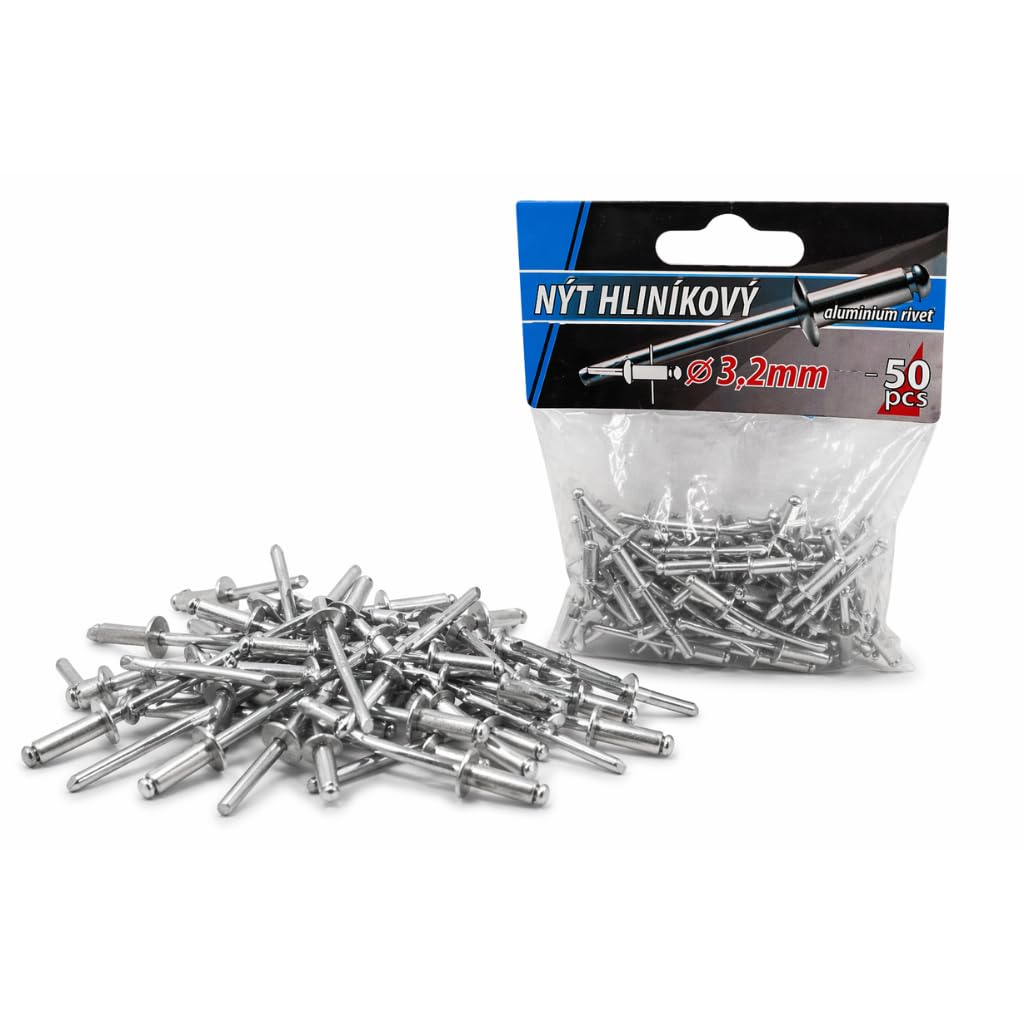Aluminium Pop Rivets 3.2mm x 10mm Dome Head Blind Rivets | Steel Mandrel | Open End | 50 PCS | Silver Rivets for Metal Fixing & DIY