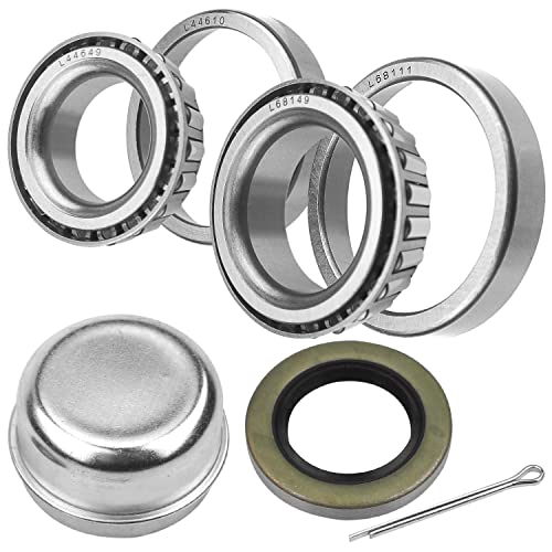 Jadode Trailer Axle Hub Bearings Kits L44649/10 L68149/11 Seal 10-19（171255Tb）3500 Lbs Trailer Axle Straight Spindles With Grease Seals Dust Cover And Cotter Pin Trailer Wheel Hub Bearing Kits 2Pc #TOP2