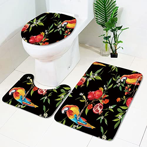 Badematten Set 3 teilig,Toilettenmatte Set,3er Badgarnitur Badezimmer Matte Set Dusch Bade Matte Vorleger Teppich 3D…