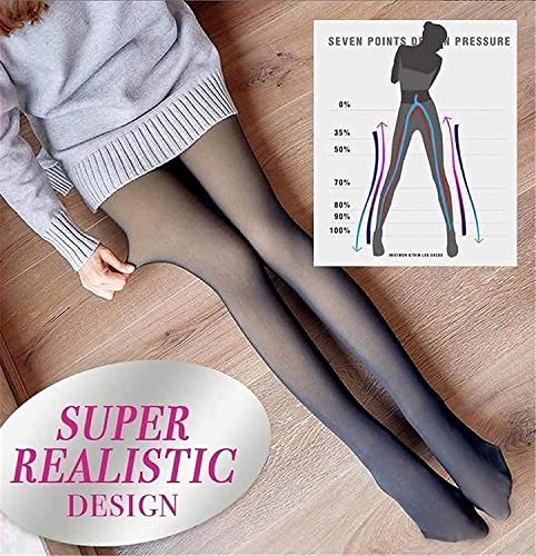 SHINsuke Women Winter Warm See Through Tights Thicken Fleece Fake Translucent Pantyhose Sheer Legging3