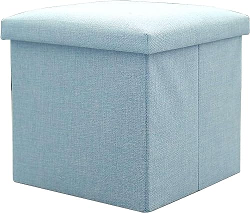Cómodo Taburete con Asiento Acolchado, Banco otomano Plegable de Lino y algodón con Almacenamiento, para Sala de Estar, Dormitorio y Oficina, Taburete cúbico Que Ahorra Espacio.