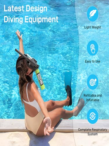 Mini tanque de buceo con máscara de snorkel 0.5L Tanque de aire inflable con máscara facial completa para snorkel recreativo y buceo superficial miniatura 2