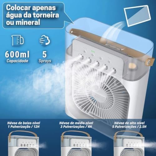 Climatizador Ventilador Aromatizador Umidificador Ar Condicionado Portátil Reservatório de Água Gela