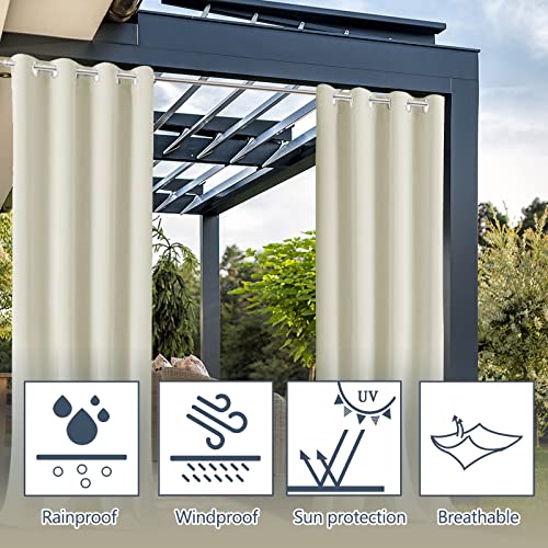 Gzqiawy Outdoor Patio Curtain Weighted Waterproof Drapes Blackout Thermal Insulated Privacy Curtains For Gazebo Porch Balcony Garden [1 Panel,40 In X 40 In (W X L),Beige] #TOP5