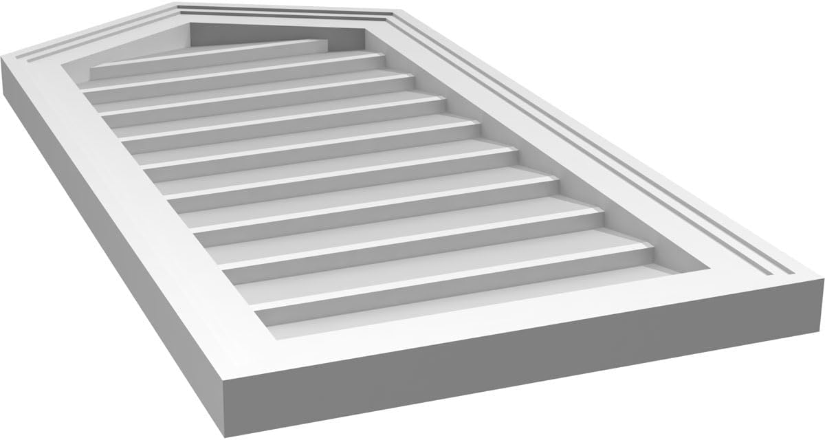 GVSPE16X3202SN-07 Peaked Top Brickmould Frame, Primed Tan Signature Series Surface Mount Gable Vents, 16-in. W x 32-in. H, Unfinished