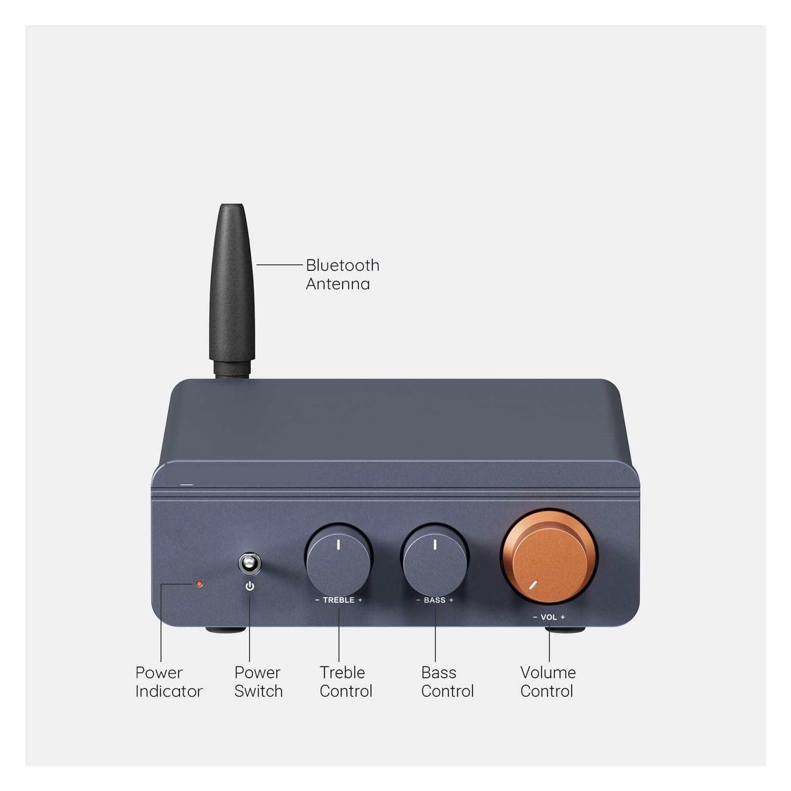 Amplificador de potencia de sonido Bluetooth 300W x2 Mini estéreo HiFi Clase D Amp graves agudos for cine en casa(48v)