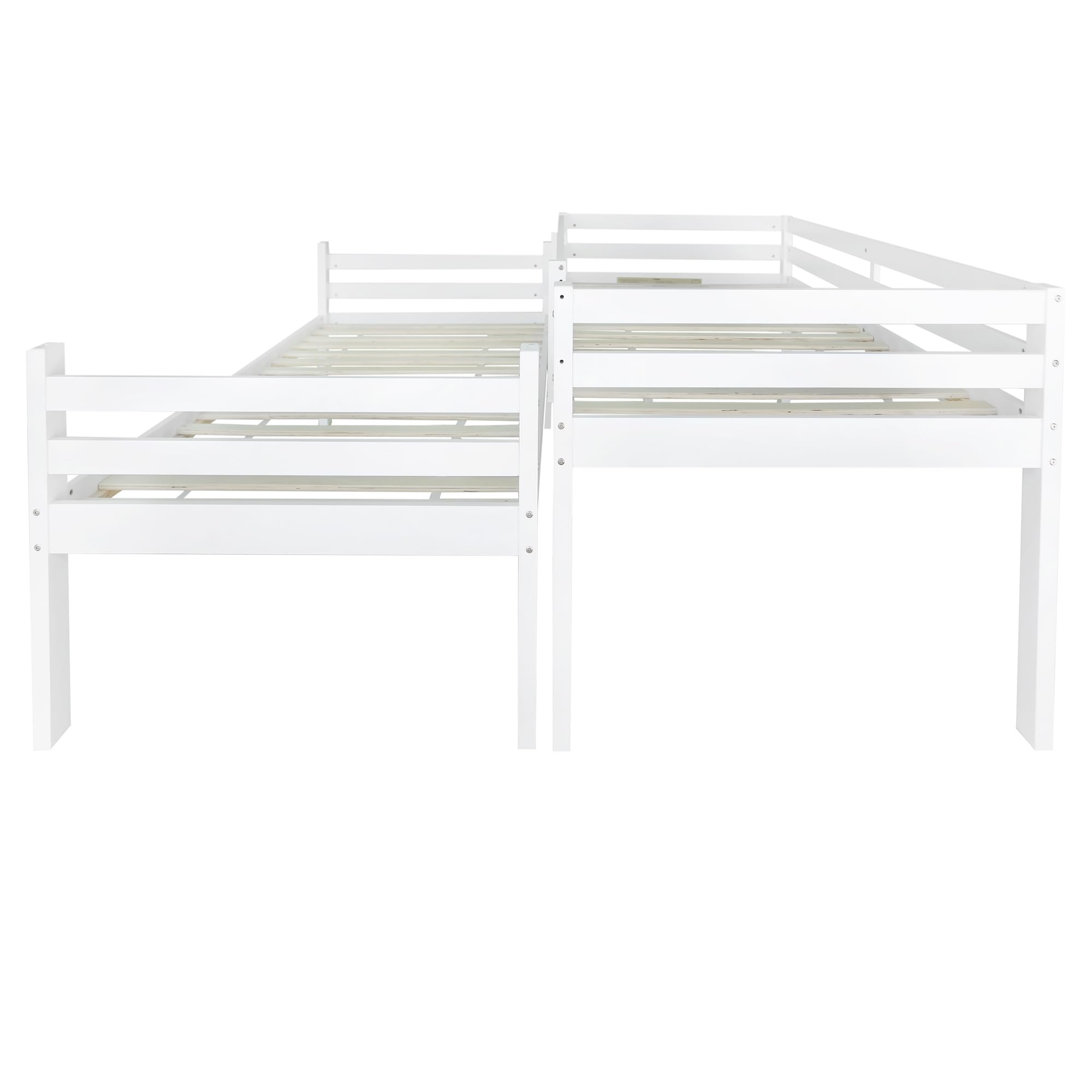 REXO Litera para niños de 90 x 200 cm, con zapatero y armarios, cama dividida en 2 camas individuales, cama individual, cama juvenil (blanco/con zapatero)