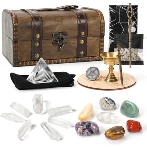 Crystals and Healing Stones Set, Healing Crystals Kit with 7 Chakra Stones, Tarot Cloth, Sage for Meditation/Spiritual Healing/Smudging Cover