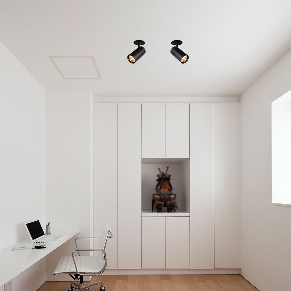Jadssox Faretti Da Soffitto A LED Con Montaggio A Filo Orientabili, Faretti Da Incasso A Soffitto Con Rotazione A 360°, Illuminazione D'accento Direzionale For Quadri Artistici(Black-6000K,30W)