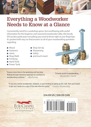 Woodworker's Pocket Reference, Second Edition: Everything a Woodworker Needs to Know at a Glance (Fox Chapel Publishing) Handy 5"x7" Woodworking Guide to Wood, Hardware, Tools, Shop Math, and More - Image 2
