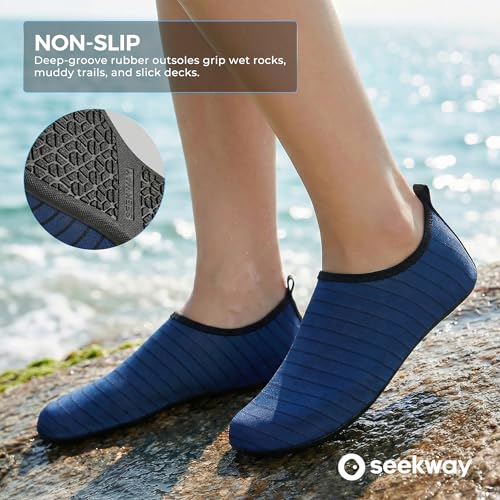 Image of SEEKWAY Water Shoes Women Men Adult Quick-Dry Aqua Socks Barefoot Non Slip for Beach Swim River Pool Lake surf Black SK002(U)