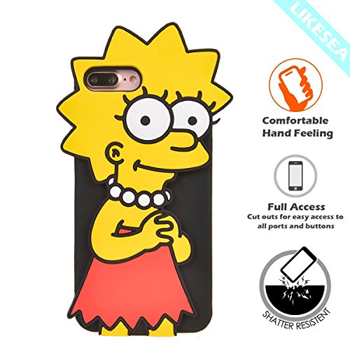 LIKESEA 3D Silicone Case for Apple iPhone 7 Plus (5.5 inches), Lovely Cartoon Soft TPU Gel Protective Cover with Shock-Absorption and Anti-Scratch, Lisa