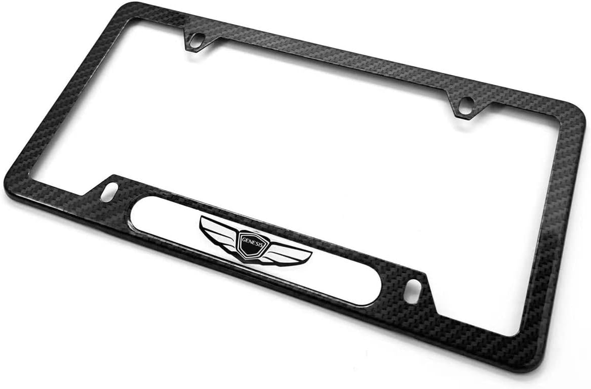 Stainless Steel License Plate Frame Cover Holder for Genesis,Set of 2 Pcs, Carbon Fiber W/Screw Caps