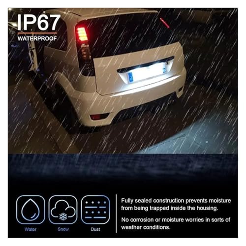 Evita multas con la luz LED de matrícula para Ford Fiesta MK5 2 uds 6