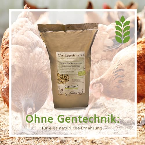 Carl Wolf Legestruktur - 3 kg - Alleinfuttermittel für Legehennen & Hühner - mit Karotte & Oregano - enthält wichtigen Nährstoffe