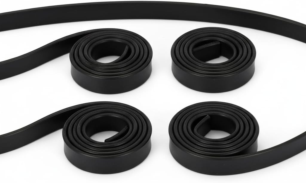 4 Rolls Silicone Squeegee Rubber Refill Blades – 3X 41 Inch & 1x 18 Inch – Streak-Free Replacement for Windows, Glass, Shower Doors