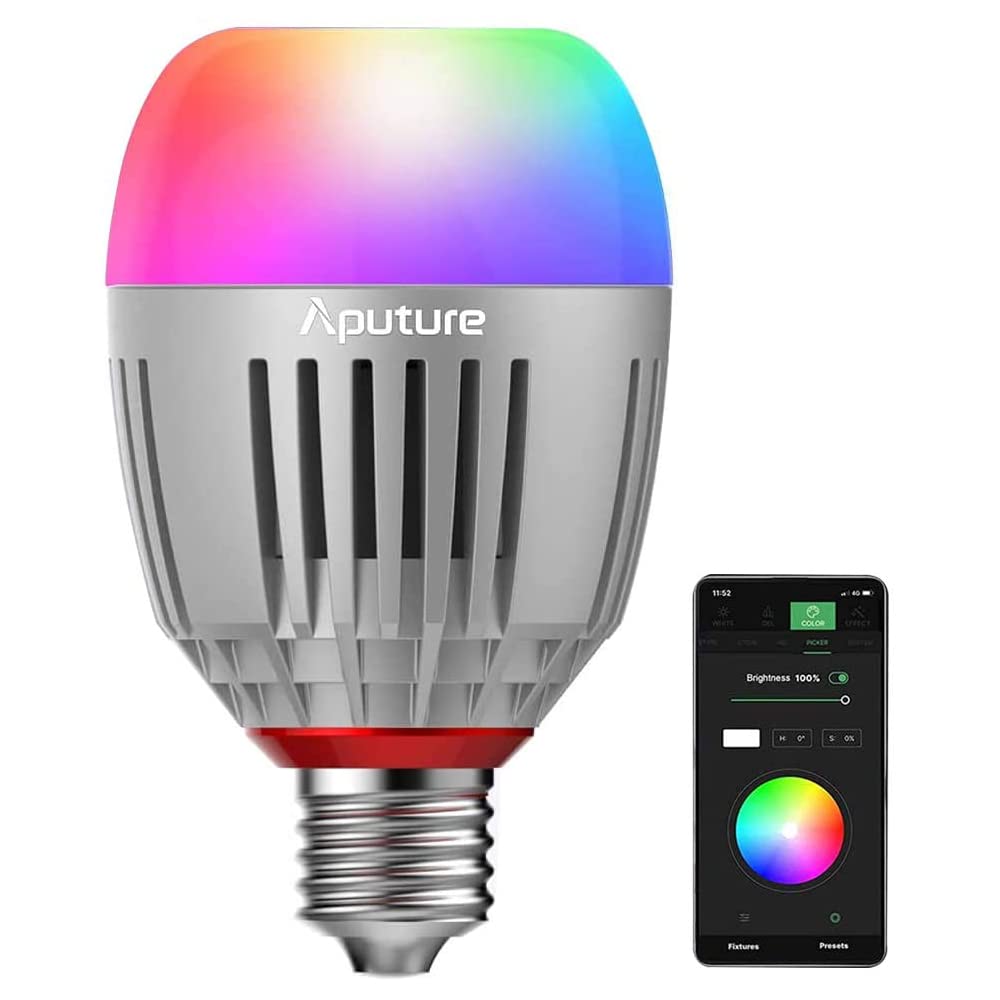 Aputure B7C 7W RGBWW Ampoule LED Intelligente, TLCI 96+ CRI 95+, 2000K-10000K réglable, Réglage complet des couleurs HSI, contrôle via l'application Sidus Link, boutons intégrés pour un contrôle rapid