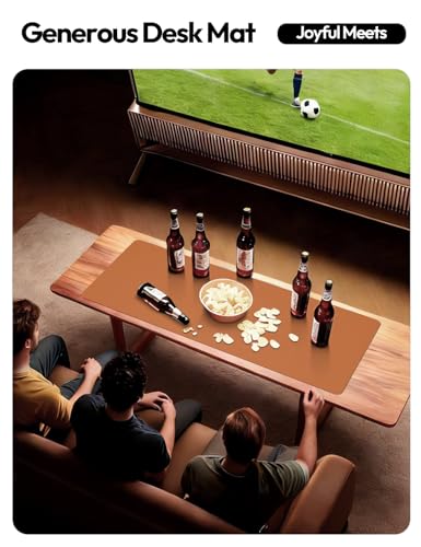 Image of YSAGi Leather Desk Pad Protector, Office Desk Mat, Large Mouse Pad, Non-Slip PU Leather Desk Blotter, Laptop Desk Pad, Waterproof Desk Writing Pad for Office and Home (47.2 inch x 23.6 inch, Brown)