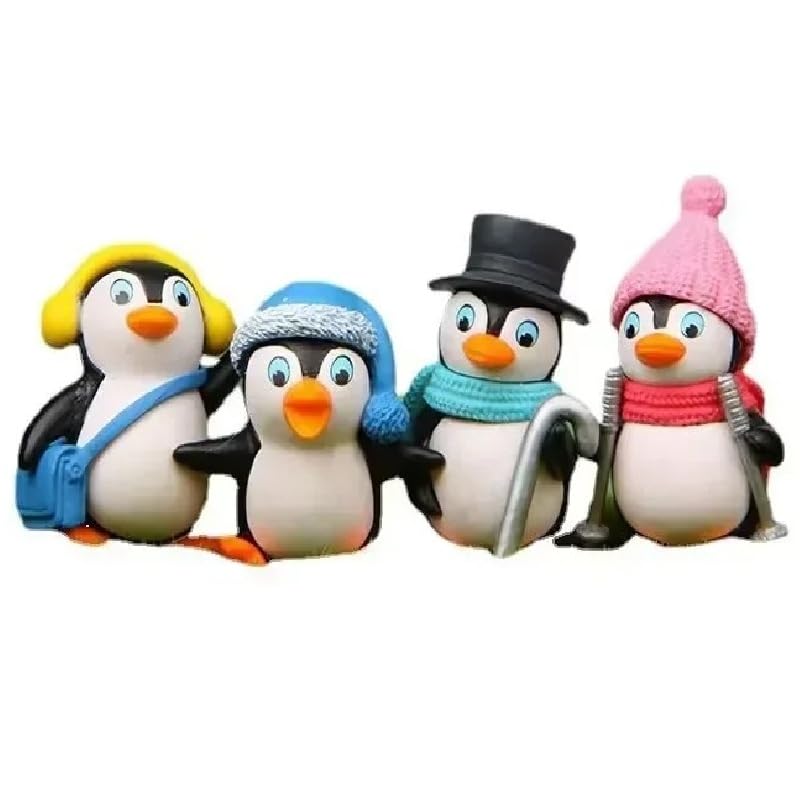 Image of Mini Action Figures, Multiple Character Collectible Set, Car Dashboard, Decoration & Cake Topper Toys for Fans (4 Pcs Cute Winter Ski Penguin 3D)