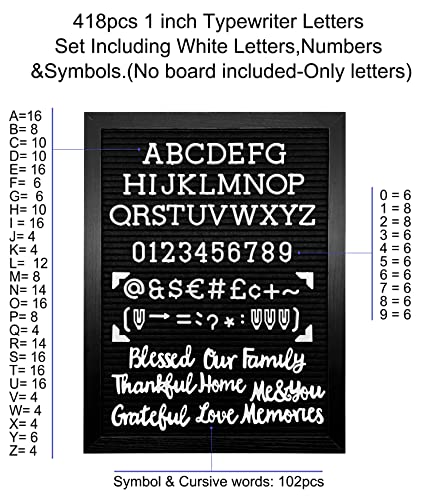 G GAMIT Felt Letter Board Letters Set - Pre-cut 418pcs Nonstandard 1inch White Typewriter Letters Only (No Board Included)