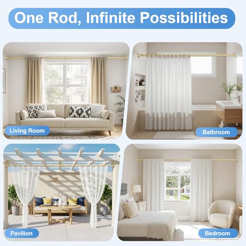 Image of Long Tension Rod 41-185inch Gold Tension Curtain Rods no Drilling