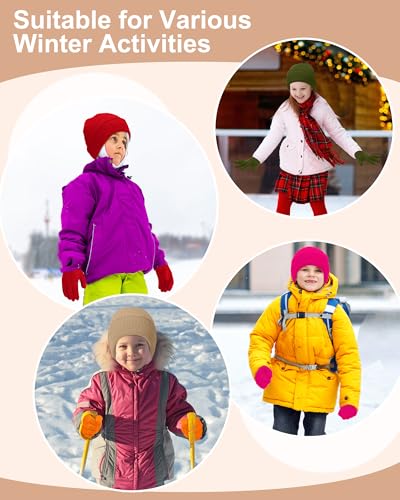 Image of JaGely 64 Pcs Kids Hats and Gloves Bulk Winter Beanies Hat Gloves for Toddler Boys Girls School Donation Wholesale