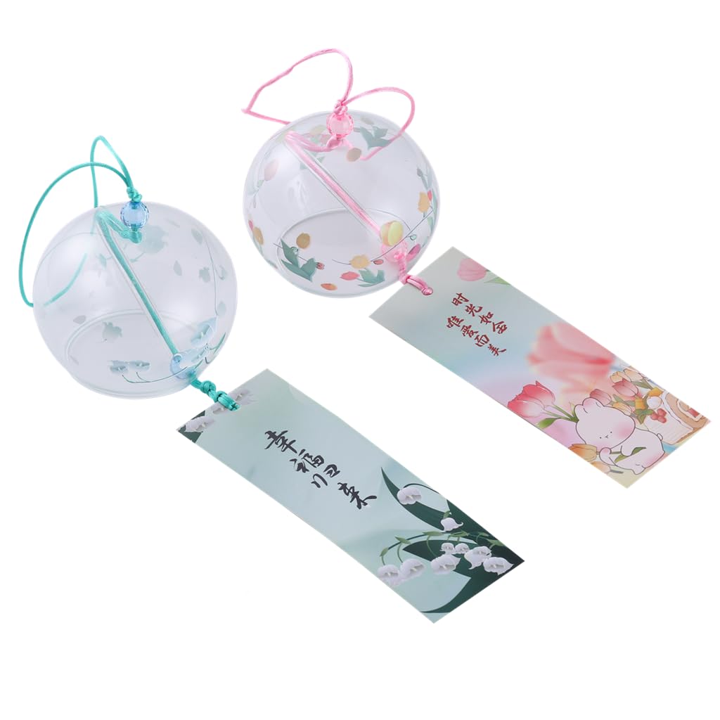 Falytemow Japanese Wind Chimes Wind Bells Handmade Glass Japanese Style Pendant for Birthday Present Outdoor or Indoor Home Decors (Tulip and Orchid,