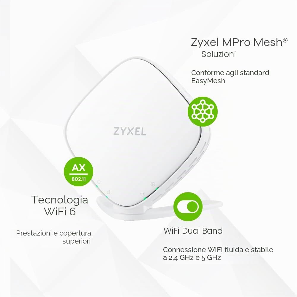 Zyxel Punto di accesso/estensore wireless AX1800 Gigabit a doppia banda (WX3100-T0)