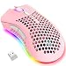 Produktbild Kabellose Gaming Maus, Computermaus mit Wabenschale, 7 programmierte Tasten, 3 einstellbare DPI, USB-Empfänger, tragbare, ergonomische optische RGB-Gaming-Maus für Laptop PC/Mac, schwarz (Pink)
