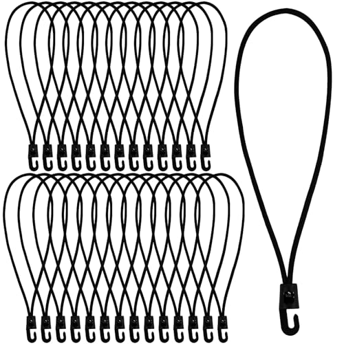 wonkeken 30 Stück Spanngummi mit Haken,Expander mit Haken 25 cm Multifunktional Planenspanner Gummispanner mit Haken Schwarz für Planen Zelt Net Camping Anhängerplane, Poolabdeckung