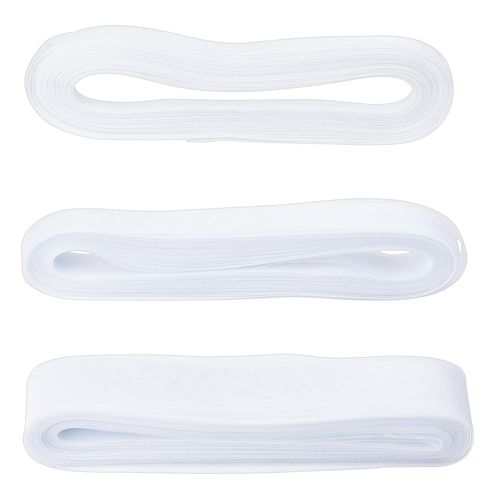HOBBIESAY 150 Yards 3 Styles White Horsehair Braid 12/26/50mm Polyester Stiff Boning Hair Ribbon Decorative Horse Hair Braid Trim for Wedding Dress Dance Formal Dress Skirt Hat Accessories
