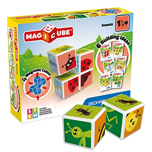 Image of Geomag Magicube Insect 4pcs Magnetic Blocks - Magnetic Building Blocks for Toddlers 1-3, Montessori Toys for 1+ Year Old, Autism Sensory Product, Magnets for Kids