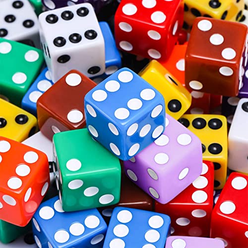 Blulu 6-Sided Games Dice Set, Colored Dice With Black Velvet Pouches For Playing Games, Like Board Games, Dice Games, Math Games, Party Favors And More (100 Pieces Rainbow Color, 16 Mm) #TOP3