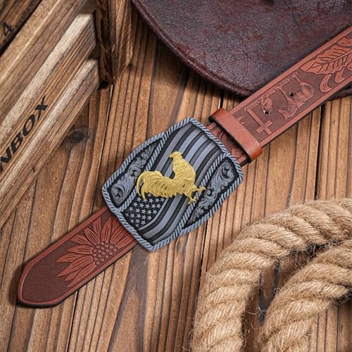 Image of Turquoise Belt Buckle for Men Western Texas Longhorn Bull Rodeo Belt Buckle American Cowboy Chic Gift