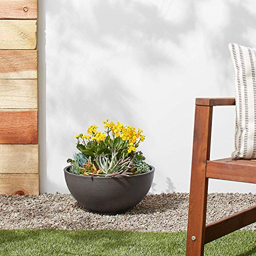 Arcadia Garden Products Psw K40Dc Simplicity Round Bowl, 16 By 8-Inch, Dark Charcoal #TOP4