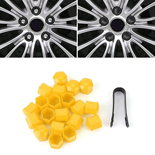 Image of Car Wheel Nut Covers, 20PCS 19mm Screw Caps Hub Bolt Protection for Auto Rims, High Quality Nylon PA66, Anti-Rust & Decorative, Easy to Install (Yellow)