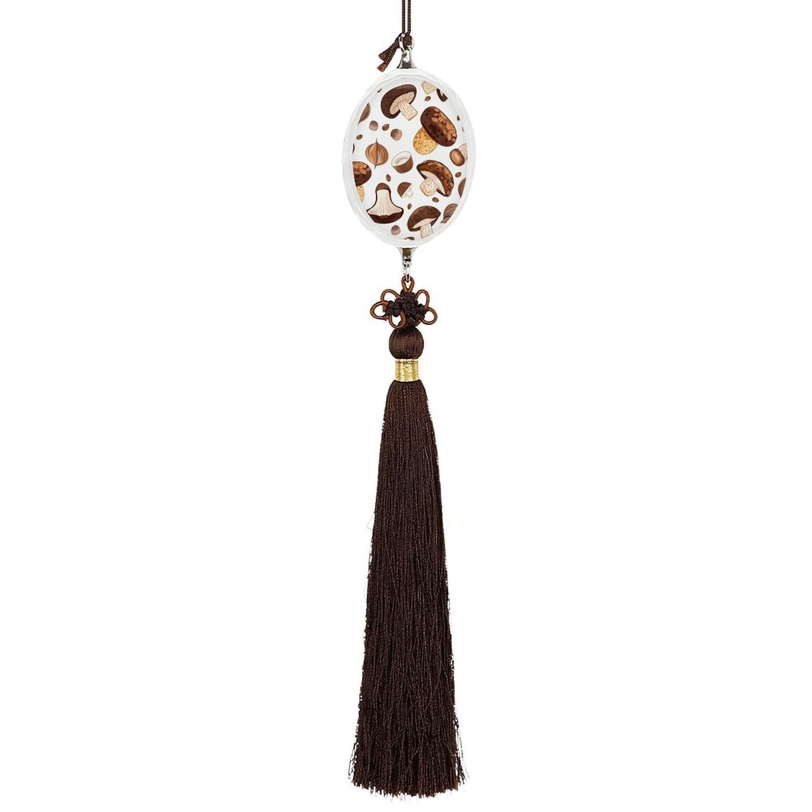 Crystal Car Pendant Charms Ellipse Crystal Rear View Mirror Charms Mushrooms And Hazelnuts Auto Hanging Interior Ornament Pendant Car Interior Accessories for Women Men Auto Decor