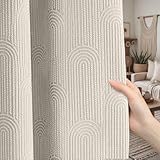 XOGUIBO Boho Blackout Curtains 2 Panels Mid Century Modern Patterned Cotton Textured Drapes for Bedroom & Living Room 52W*63L