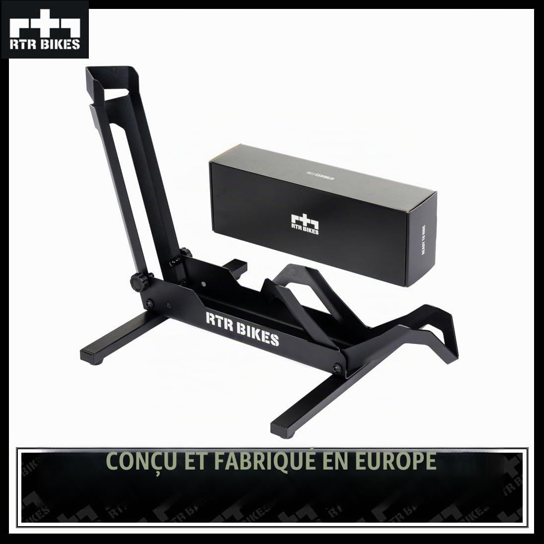 RTR BIKES Brutus Support Vélo Sol Professionnel – Râtelier Robuste pour VTT & VAE jusqu'à 30kg – Stable Acier – Compatible Roues 26-29" & Pneus 2,8" – Made in EU