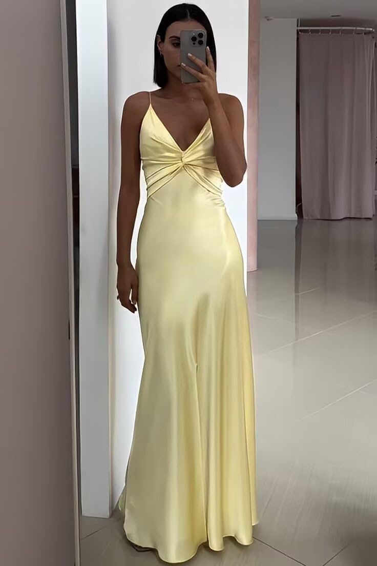Women's Satin Bridesmaid Dresses 2025 with Slit for Women Mermaid Formal Dresses PUS067 - Image 3