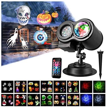 Halloween Projection Light,Christmas Projector Light, Led 2 in 1 Ripple Ocean Light with 12 Slides Patterns, Waterproof Outdoor/Indoor Landscape Decoration for Christmas, Thanksgiving, Birthday Party
