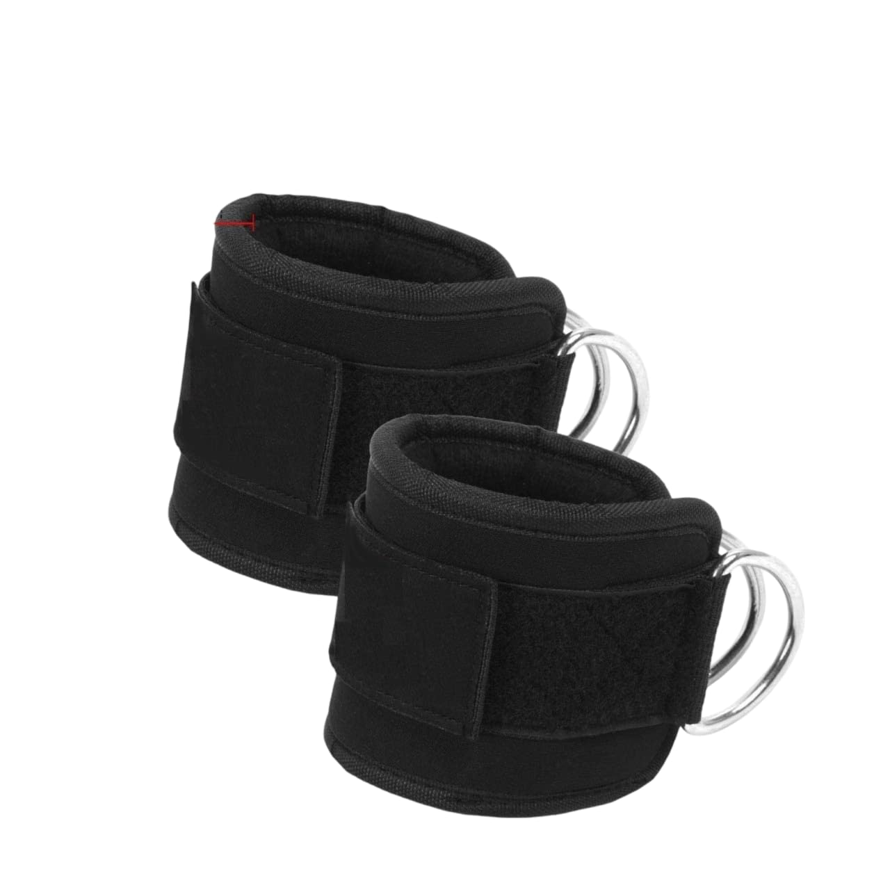 Ankle Strap for Gym Cable Machine (Pair)- Heavy D Ring Padded Ankle Band for Gym Workout | Cuff Attachment Kickbacks Leg Extensions Glutes Exercises for Men and Women (Black Without Hook)
