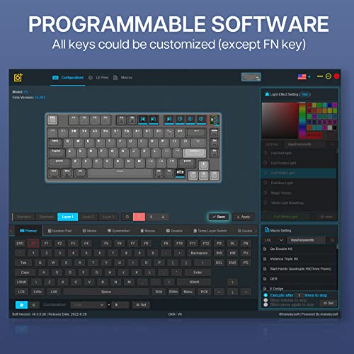 Epomaker Skyloong Gk75 Lite Gasket-Like Mount Wired Hot Swappable Programmable Keyboard With A Rotary Knob, Win/Mac Compatible(Gateron Optical Yellow) #TOP3