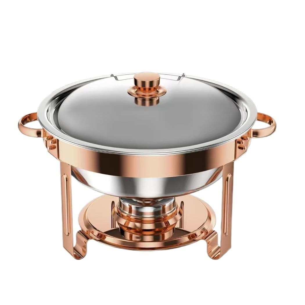 scaldavivande Scaldavivande Rotondi da 5 Litri for Buffet Set scaldavivande in Acciaio Inossidabile Elegante Color Argento for Qualsiasi Festa Cucina(Color1)