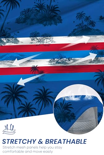 Image of Men's 5'' Swim Trunks with Compression Liner Graphic Beach Dry Fit Lightweight Bathing Shorts (S-XXL)