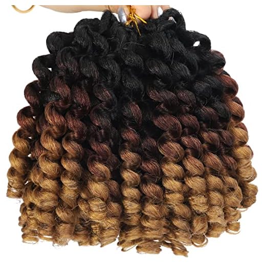 Jamaican Bounce Crochet Hair Extensions 8 inch Ringlet Wand Curl Crochet Hair 3 Tone Blonde Brown Ombre Curly Crochet Braids 1B 30 27 Crochet Braiding Hair 60 Roots
